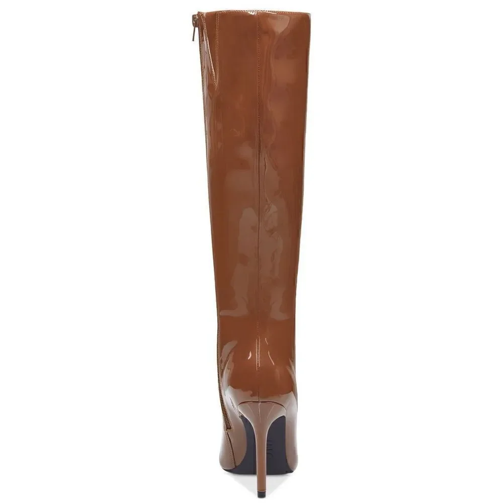 Cognac patent boots